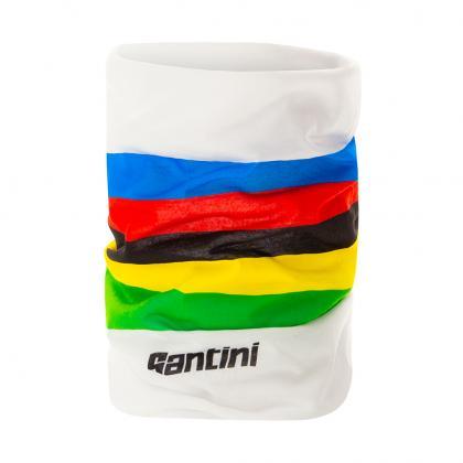 Santini UCI Rainbow Stripes Neck Warmer (White) | Cycling Gears Hub - Cycling Gears Hub