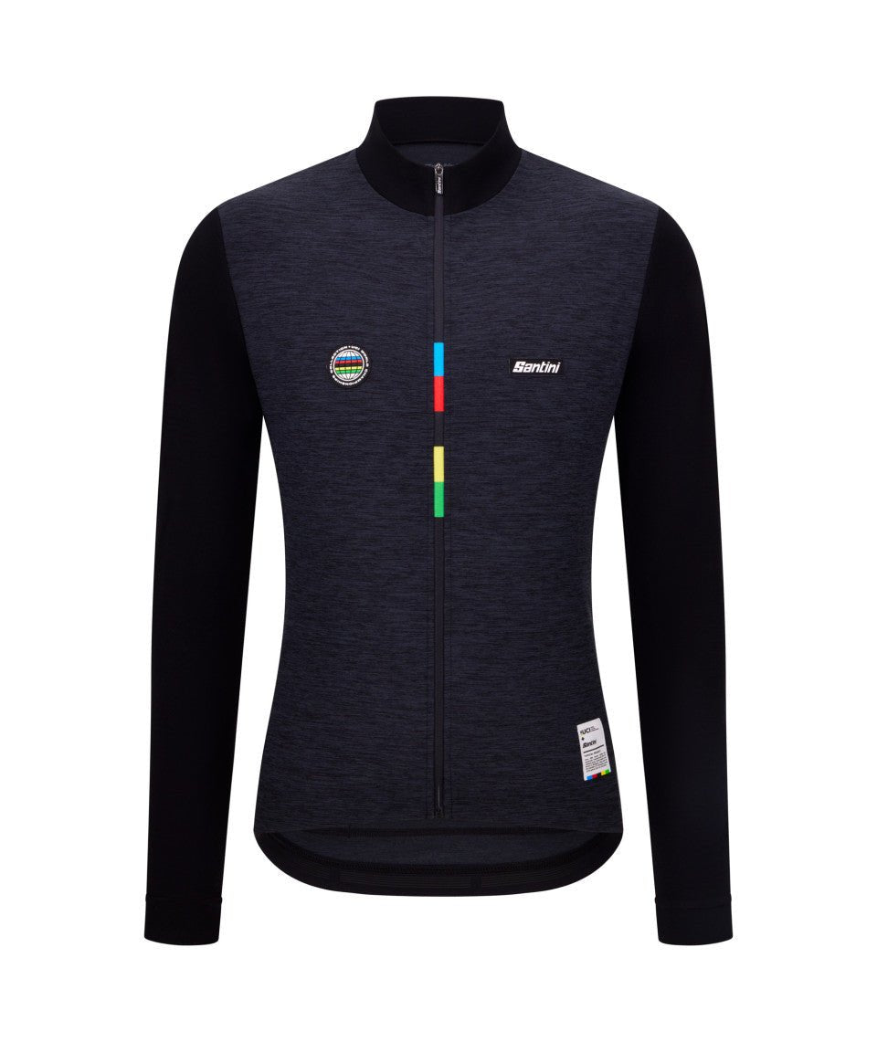 Santini UCI World Champion Mondo Long Sleeve Men's Cycling Jersey (Black) | Cycling Gears Hub - Cycling Gears Hub