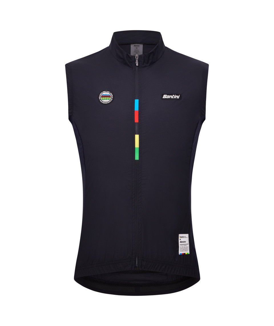 Santini UCI World Champion Mondo Men's Cycling Wind Vest (Black) | Cycling Gears Hub - Cycling Gears Hub