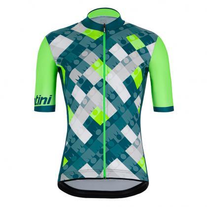 Santini Vis Ironman Mens Cycling Jersey (Fluo Green) | Cycling Gears Hub