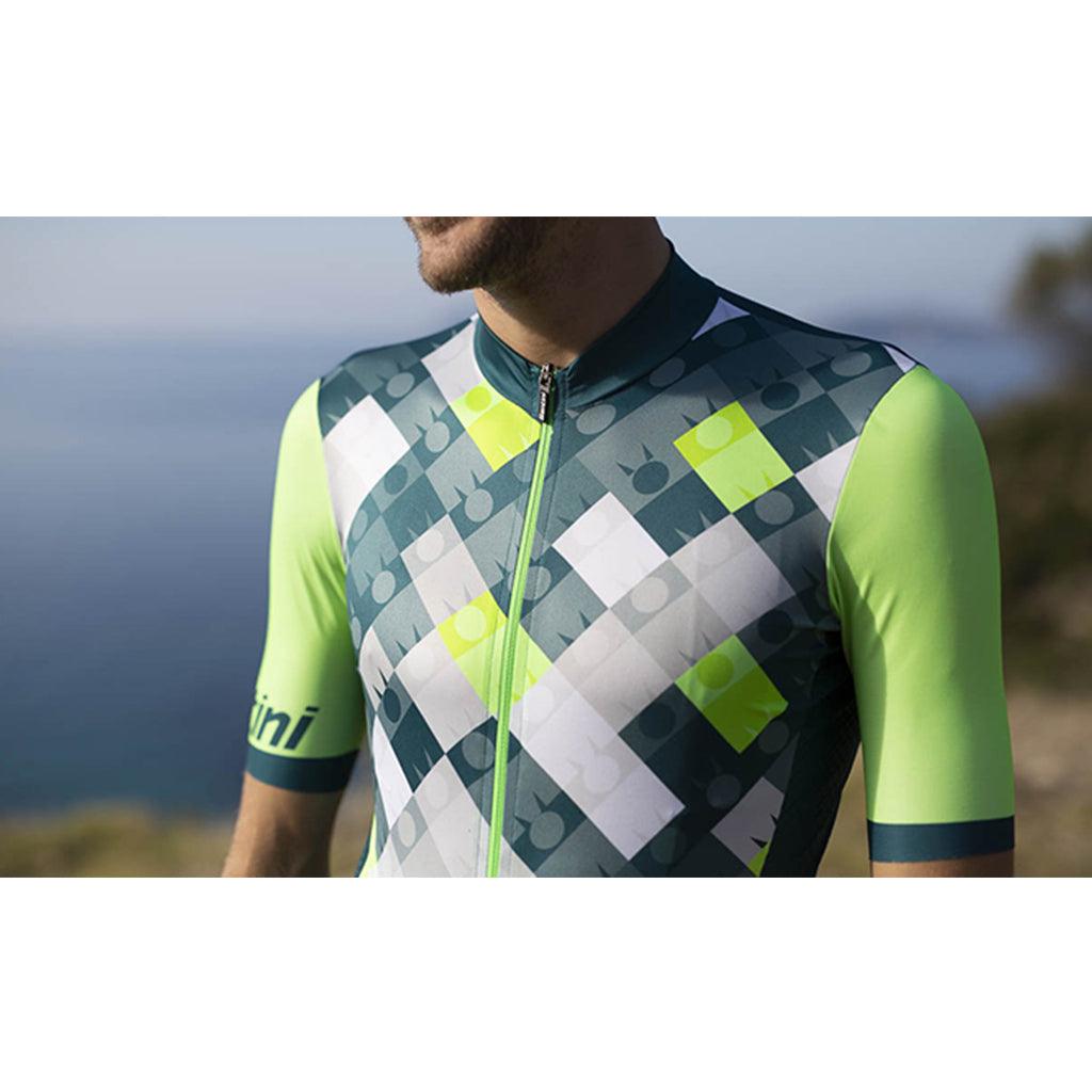 Santini Vis Ironman Mens Cycling Jersey (Fluo Green) | Cycling Gears Hub