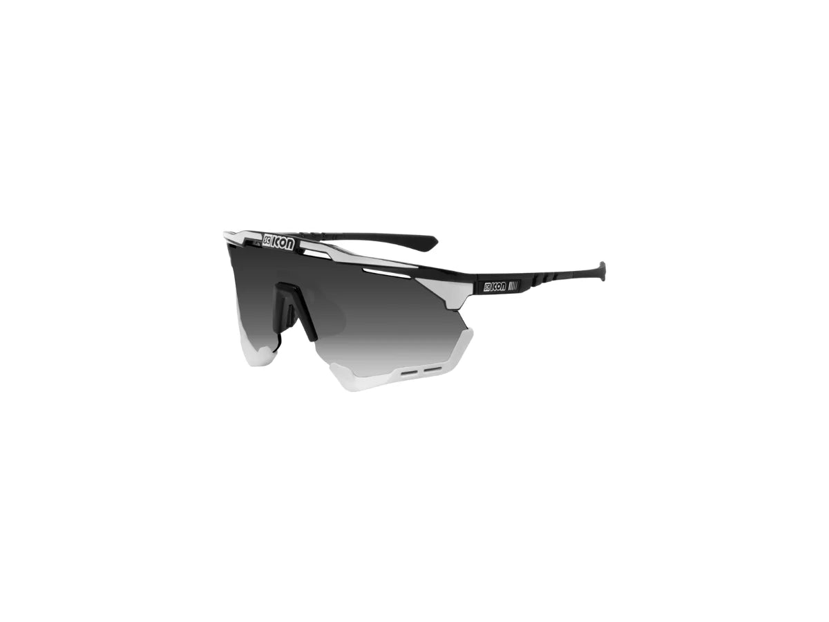 SCICON EYEWEAR | AEROSHADEXL FRAME BLACK GLOSS/WHITE | STRIPES MULTIMIRROR SILVER+RAIN CLEAR F WHITE NP BLACK