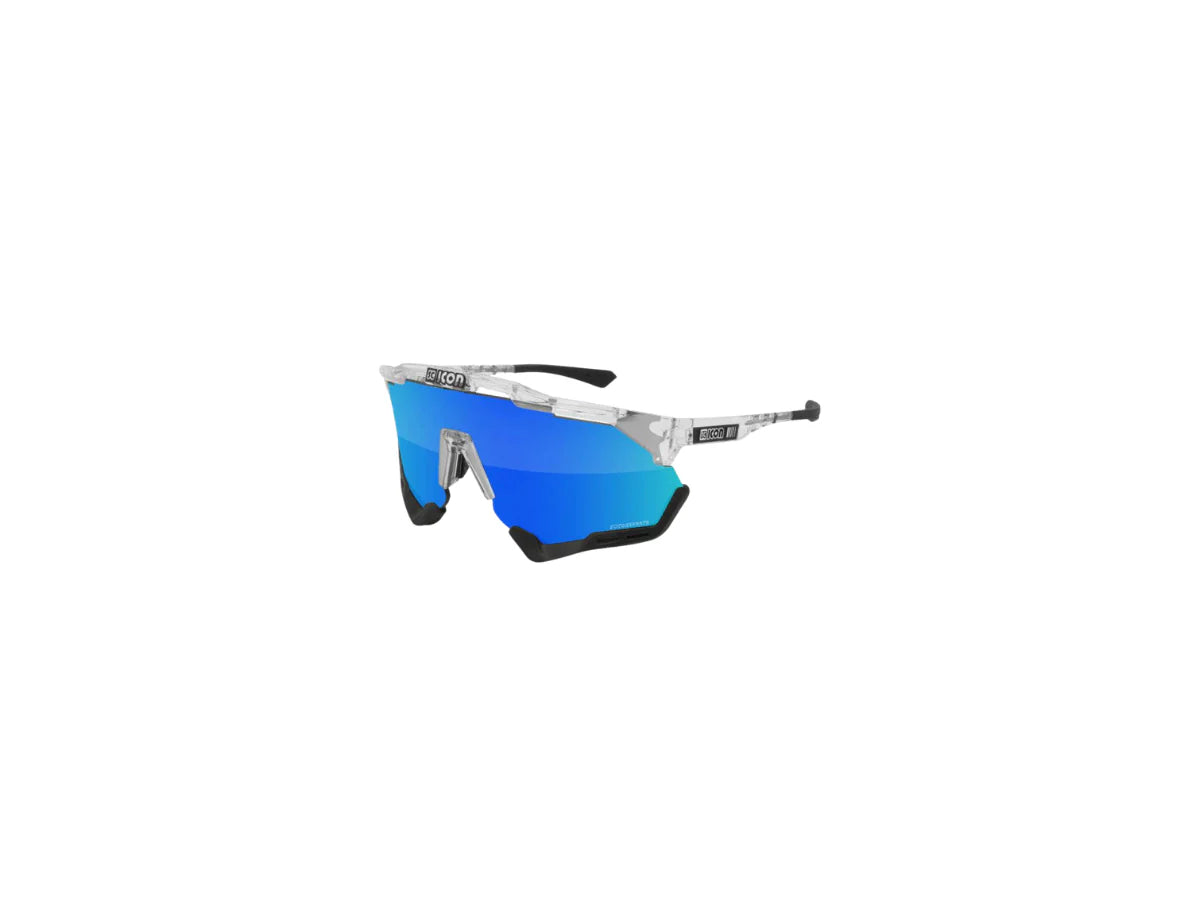 SCICON EYEWEAR | AEROSHADEXL FRAME CRYSTAL GLOSS | MULTIMIRROR BLUE+CLEAR F BLACK