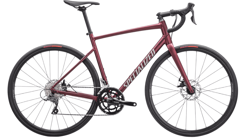 Specialized Allez E5 Disc (Satin Maroon/Silver Dust/Flo Red) | Cycling Gears Hub
