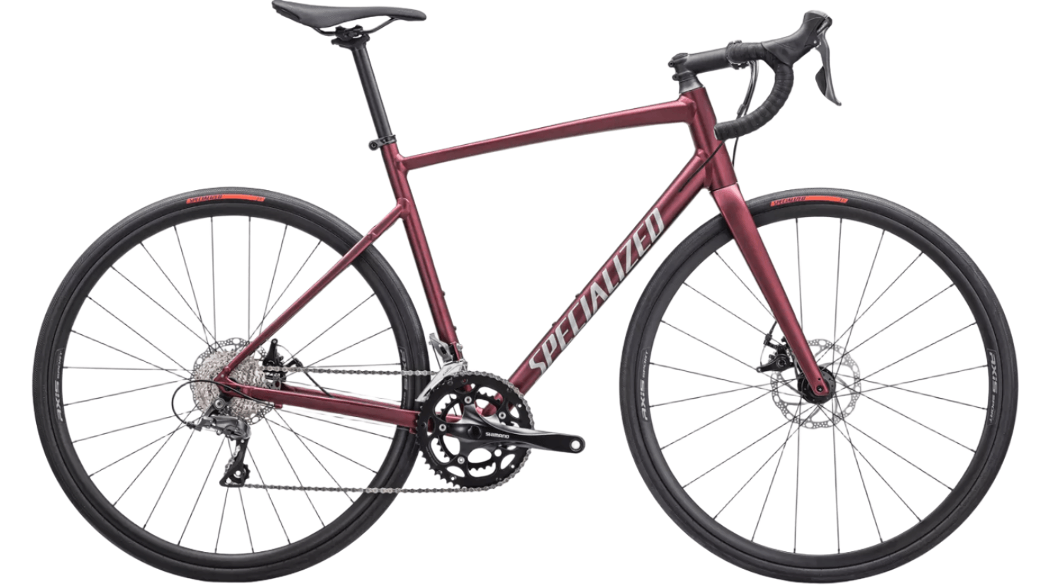 Specialized Allez E5 Disc (Satin Maroon/Silver Dust/Flo Red) | Cycling Gears Hub