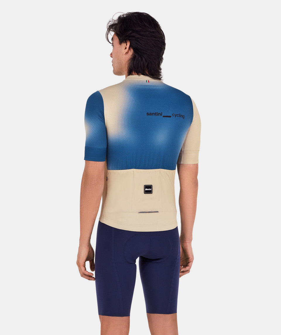 Santini Spot Unisex Cycling Jersey (White/Blue) | Cycling Gears Hub