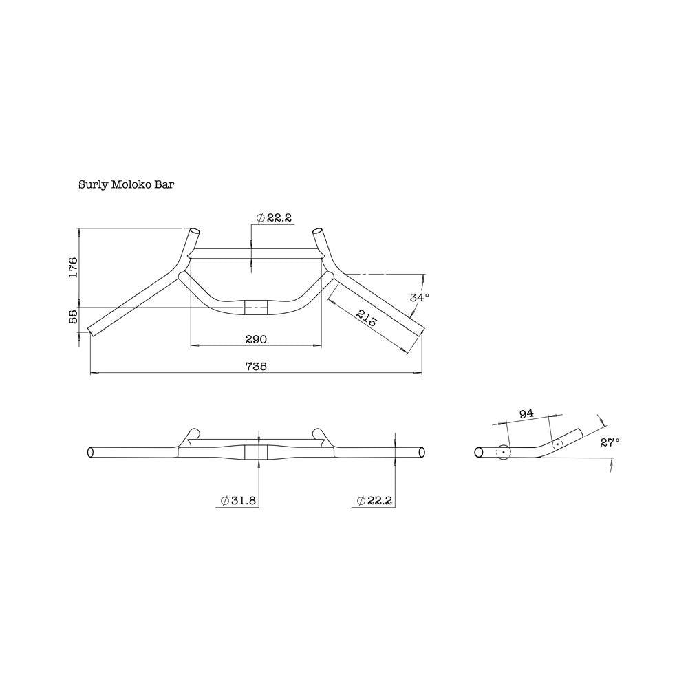 Surly Moloko Urban Handlebar (Black) | Cycling Gears Hub - Cycling Gears Hub