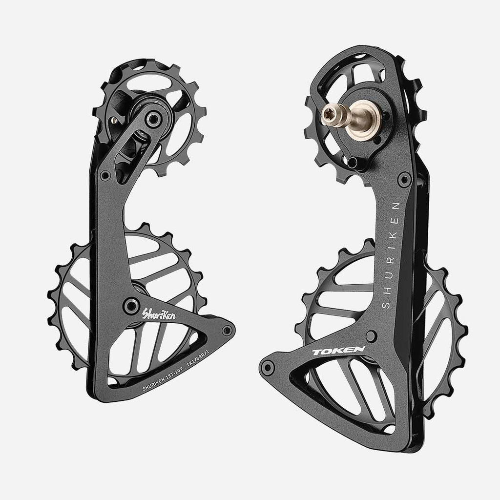 Token Oversized Pulley for Shimano 105 12 - Speed – Carbon Plate, 13T/19T, Black/White - Cycling Gears Hub