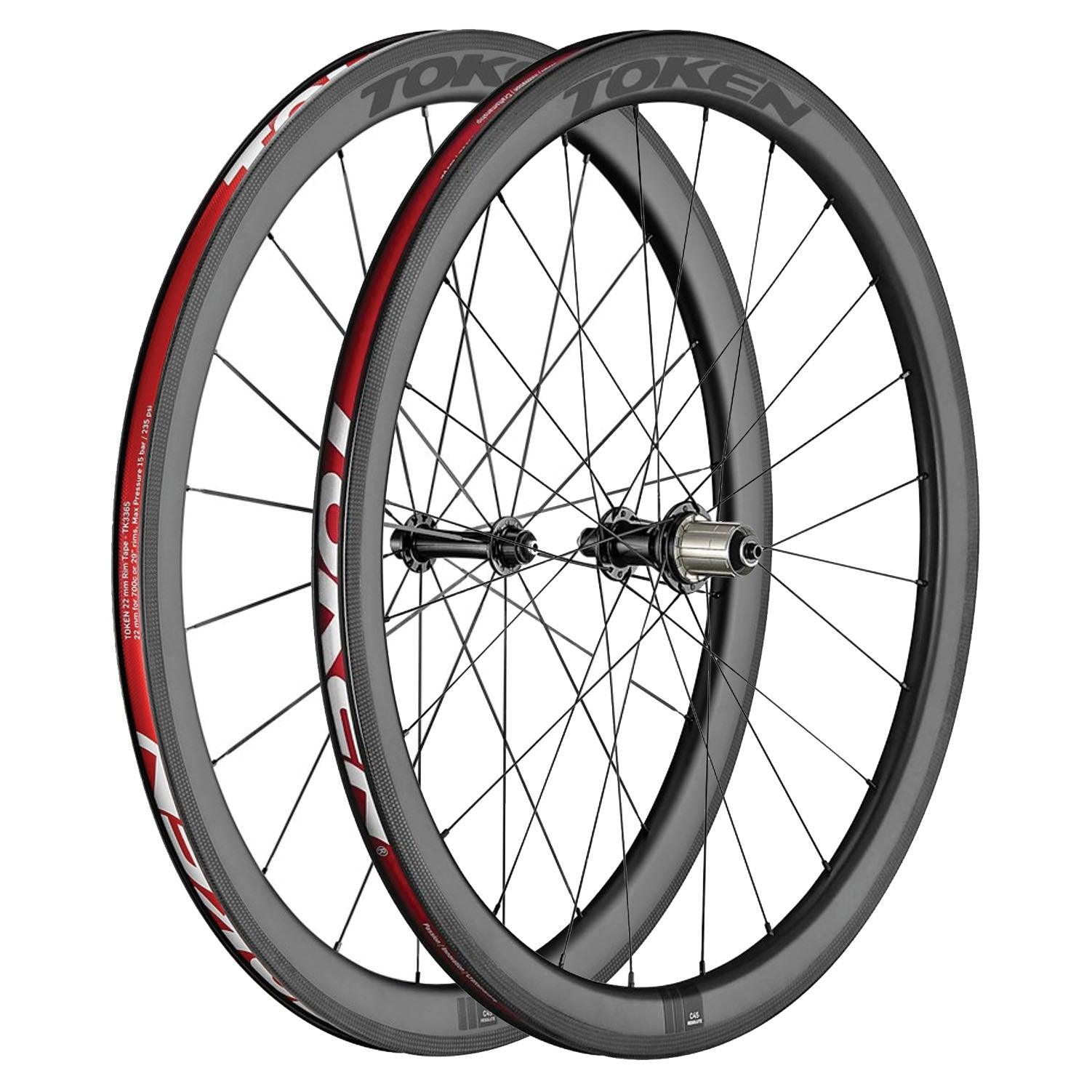 Token Resolute C45R Carbon Tubeless Ready Rim Brake Wheel - Shimano/Sram (Black) | Cycling Gears Hub - Cycling Gears Hub