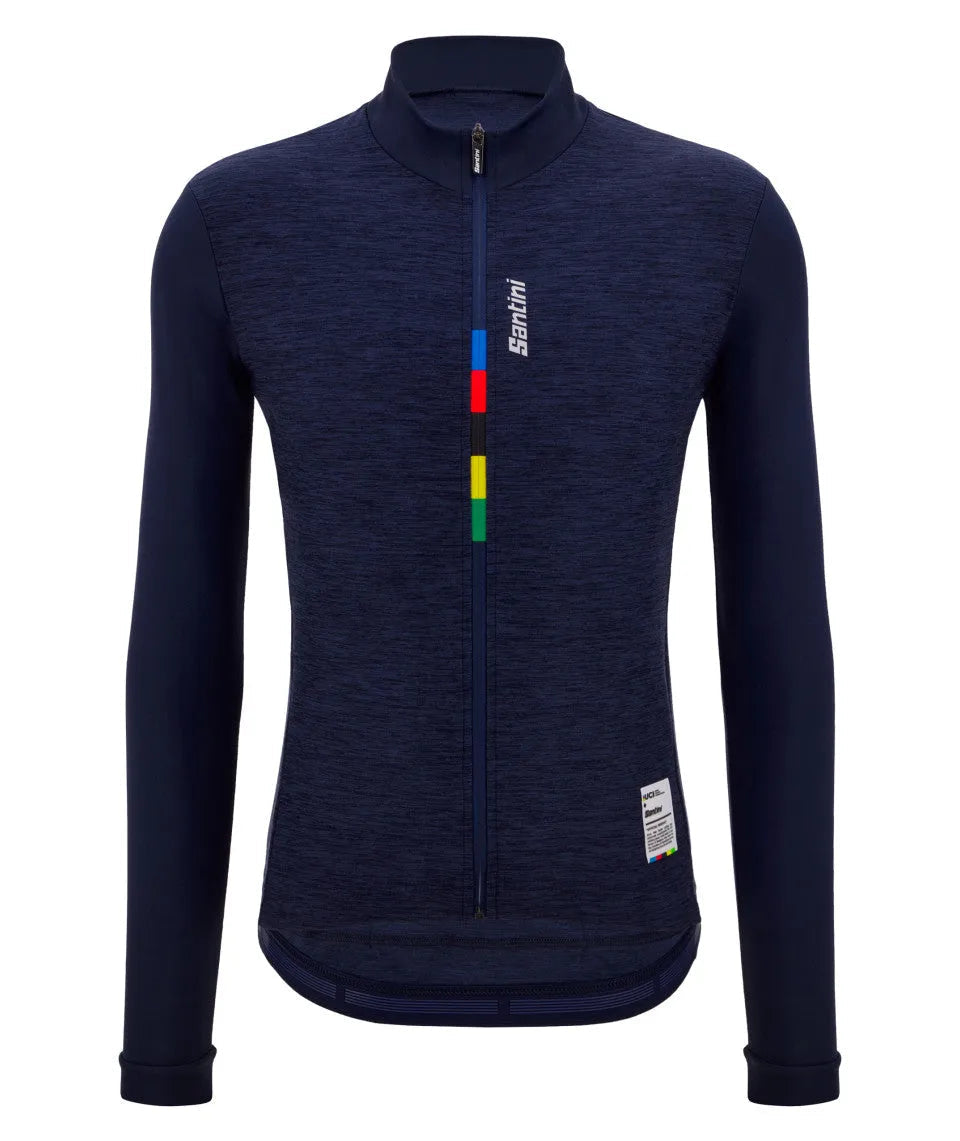 Santini UCI Official Pure Long Sleeve Men's Cycling Jersey (Navy Blue) | Cycling Gears Hub