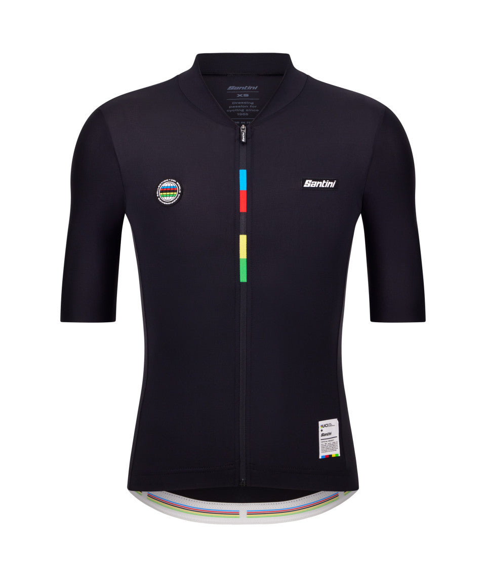 Santini UCI World Champion Mondo Unisex Cycling Jersey (Black) | Cycling Gears Hub