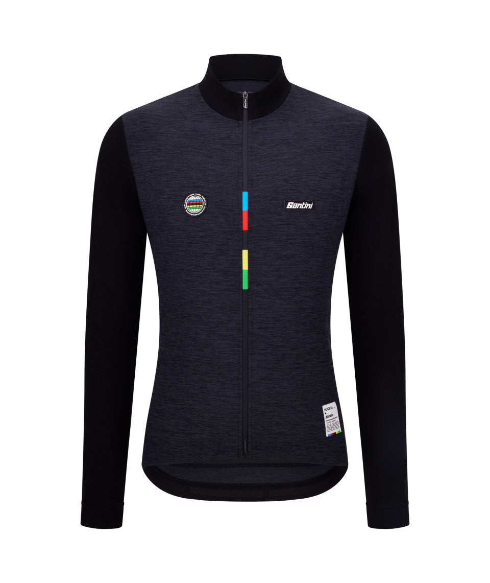 Santini UCI World Champion Mondo Long Sleeve Men's Cycling Jersey (Black) | Cycling Gears Hub