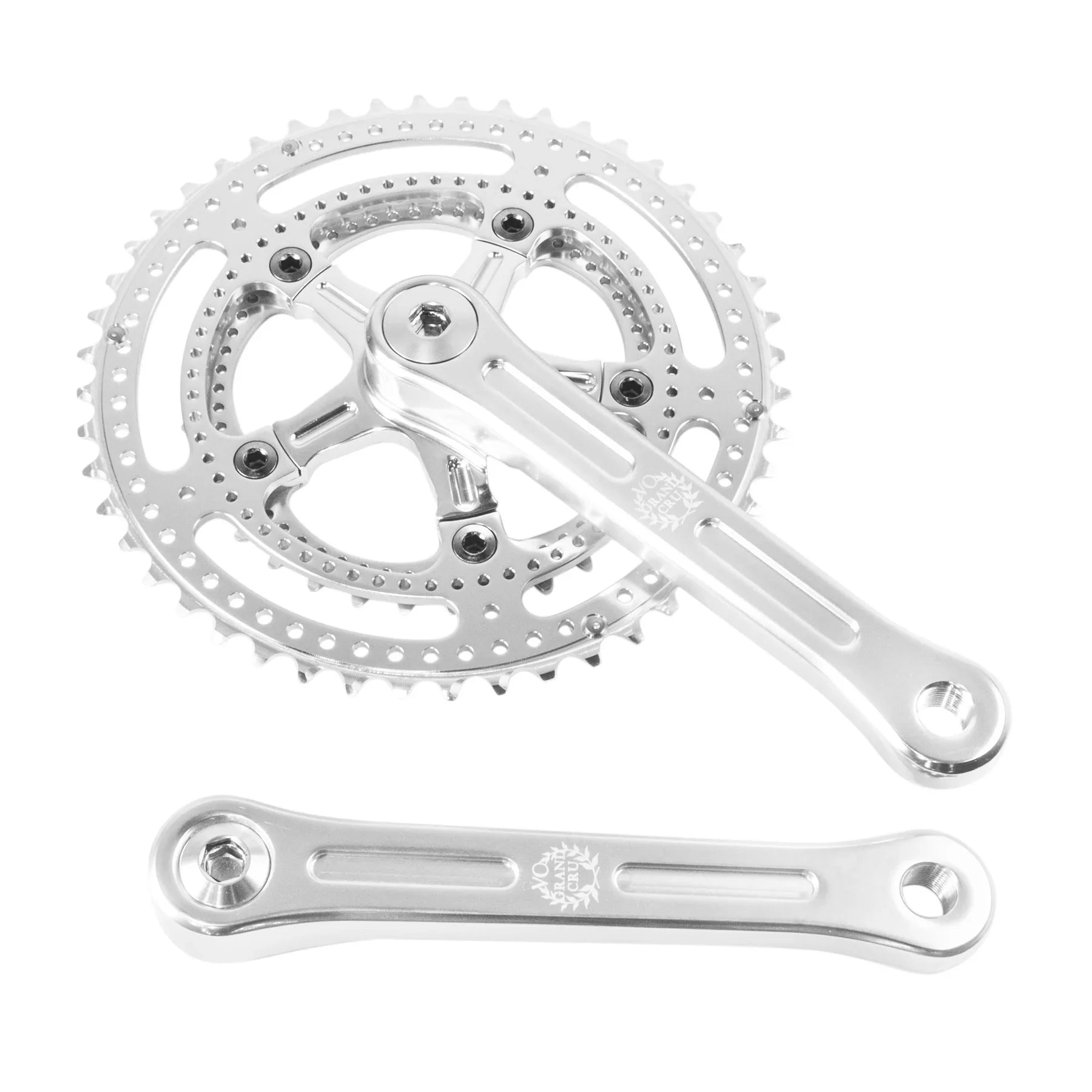 Velo Orange Grand Cru 110 Fluted Double Square Taper Crankset (Silver) | Cycling Gears Hub - Cycling Gears Hub