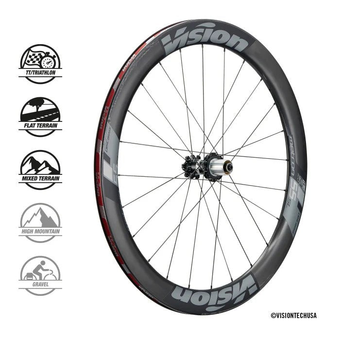 Vision Metron 55 SL Disc Wheelset – Carbon Tubeless, 55mm Aero Profile, Pro - Level Performance - Cycling Gears Hub