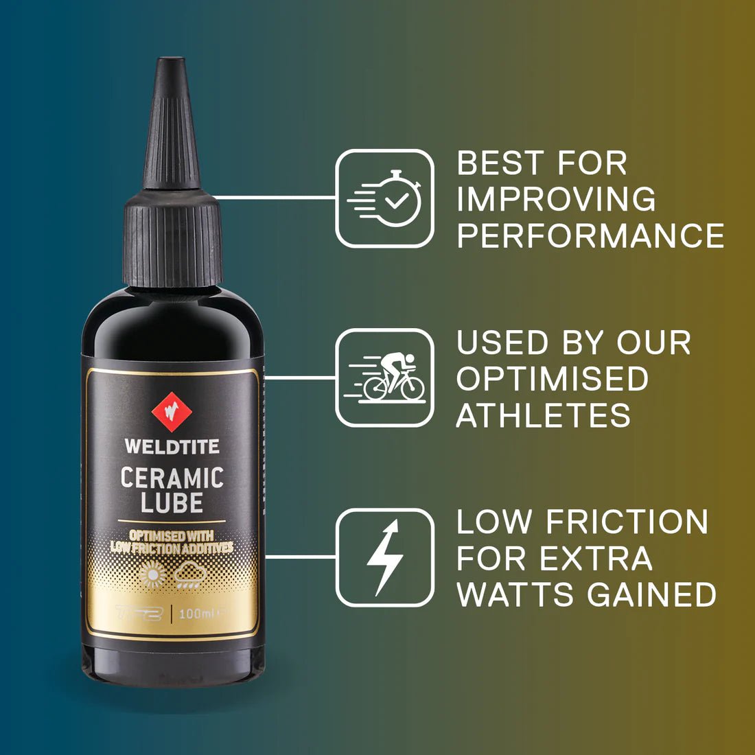 Weldtite Ceramic Lube 100ml – Elite Nanotech Chain Lubricant for Maximum Drivetrain Efficiency - Cycling Gears Hub