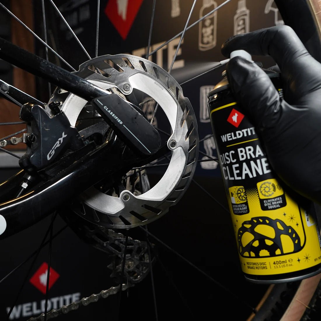 Weldtite Disc Brake Cleaner 400ml – Fast - Drying, Carbon - Safe Performance Cleaning Spray - Cycling Gears Hub