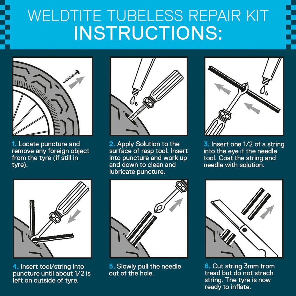 Weldtite Tubeless Tyre Repair Kit – Award - Winning Quick Fix for On - the - Go Punctures - Cycling Gears Hub