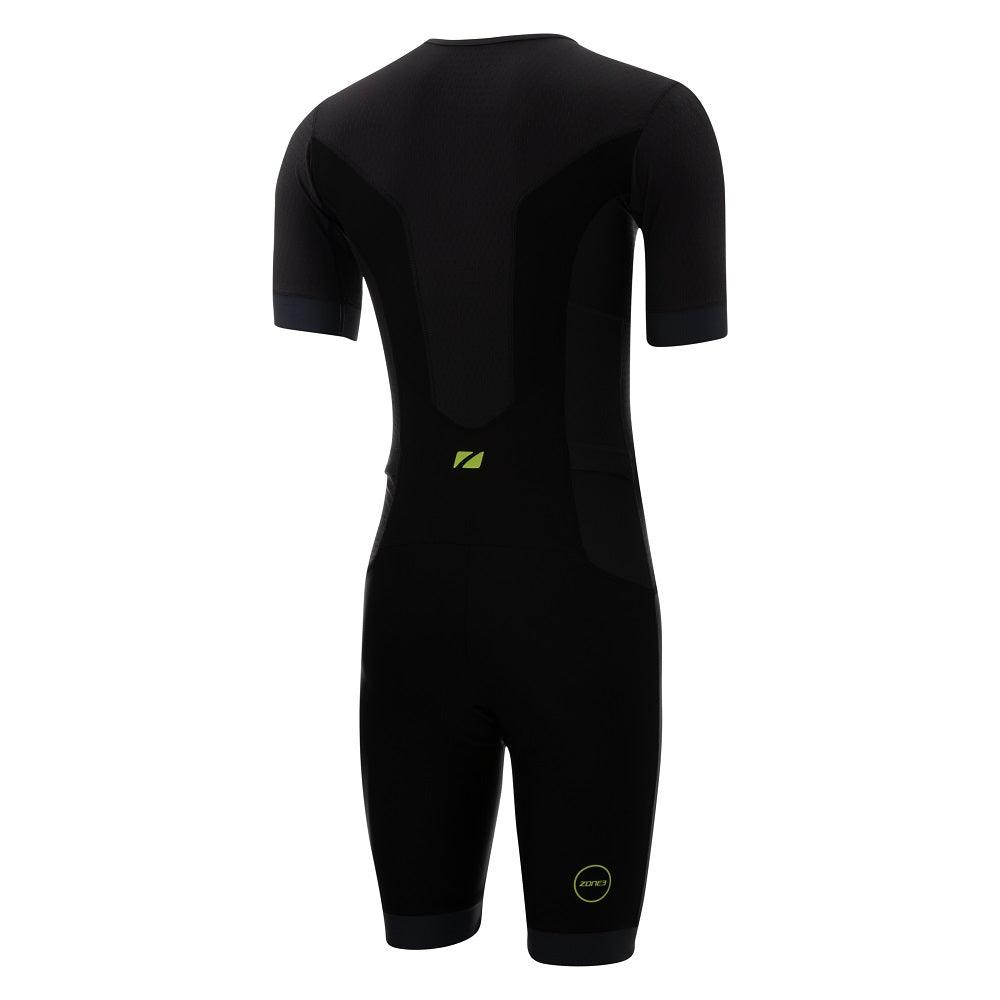 Zone 3 Aquaflo Plus Short Sleeve Men's Triathlon Suit (Black/Grey/Neon green) | Cycling Gears Hub - Cycling Gears Hub